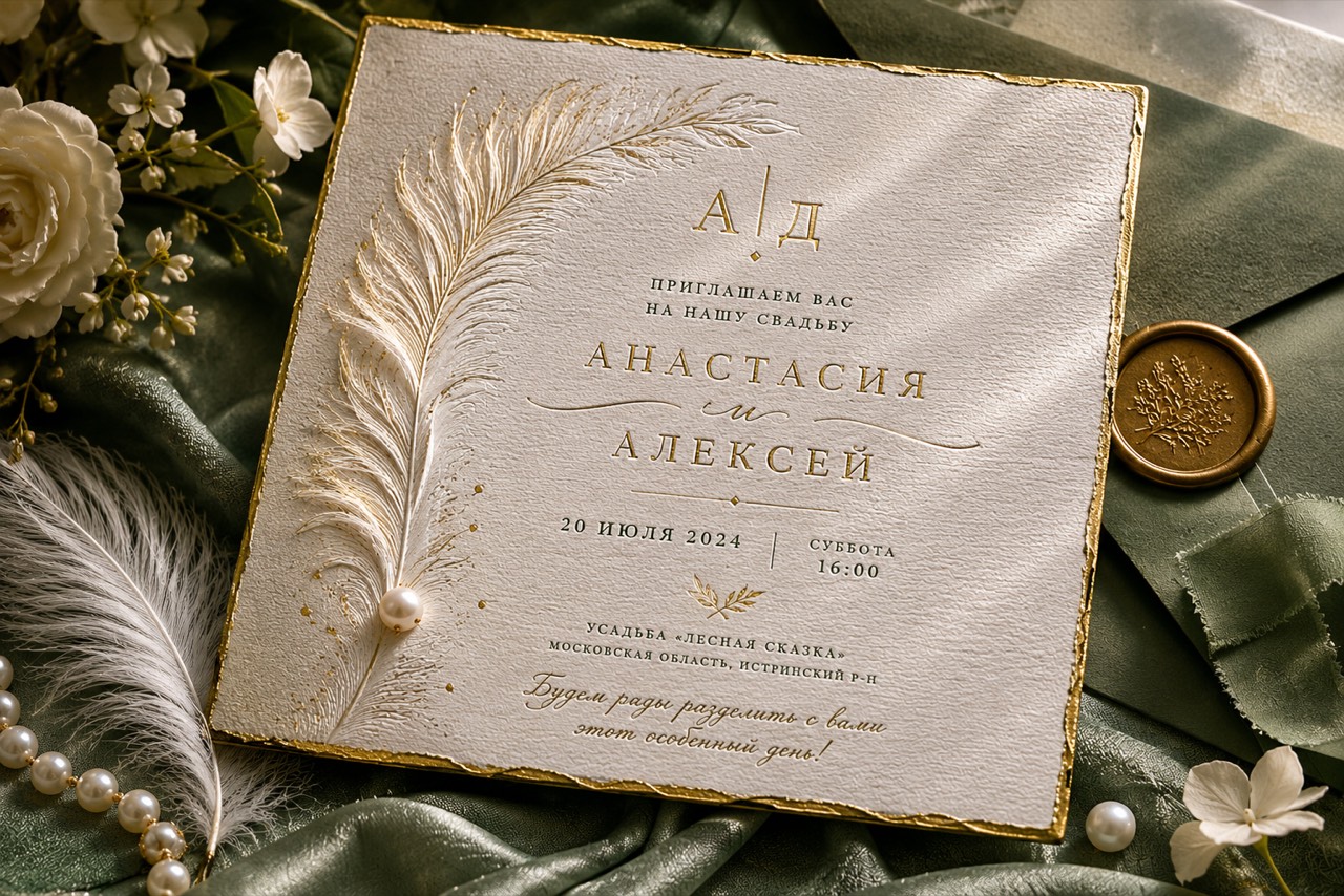 Свадебное приглашение с золотом